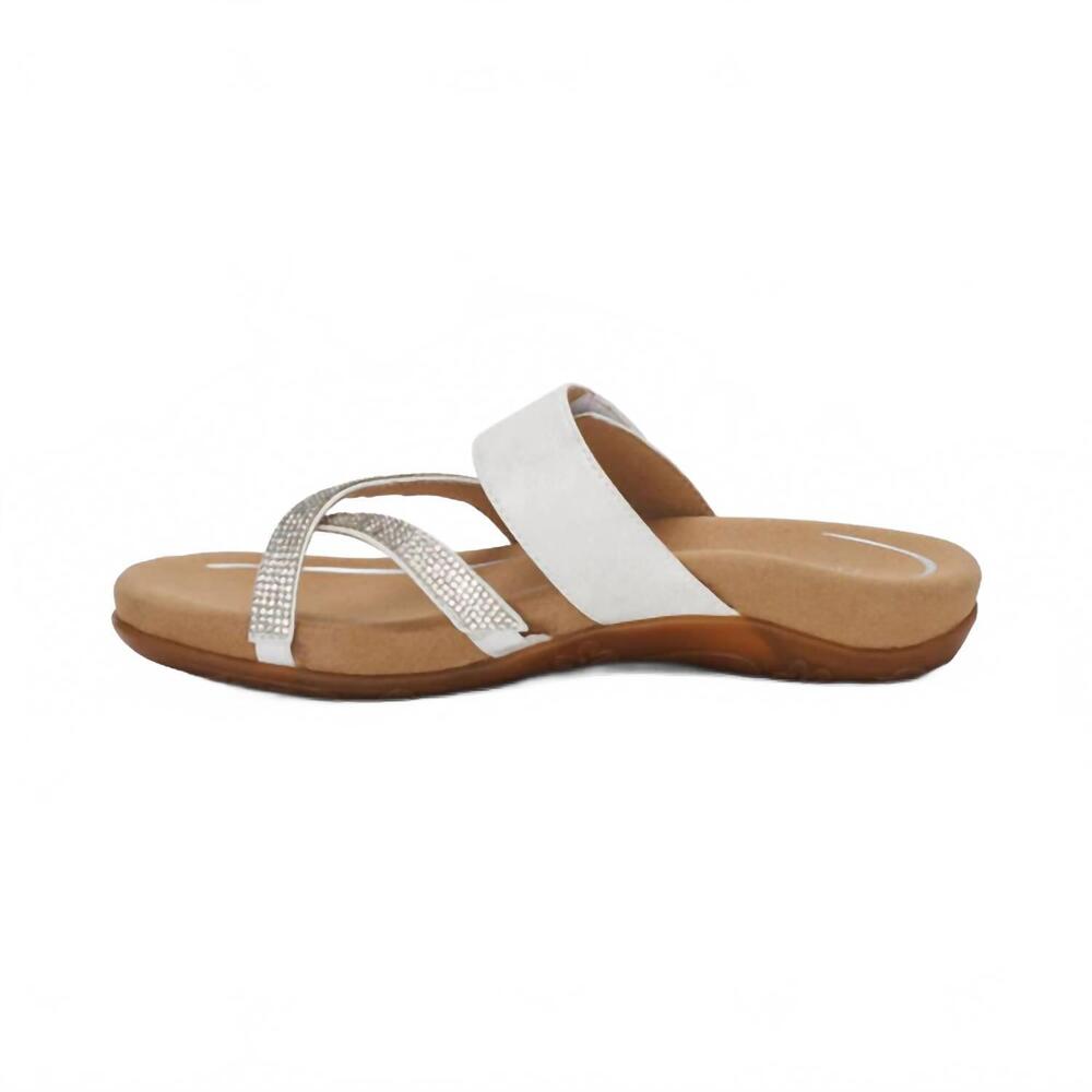 NEW AETREX women's izzy sparkle thong sandals in white